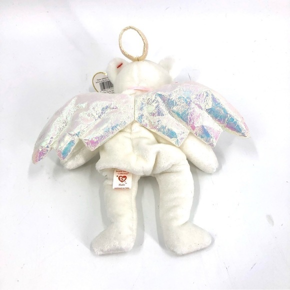 Retired 1998 Ty Beanie Babies Halo Angel Bear Wings Tag Attached Errors Rare - Picture 6 of 13